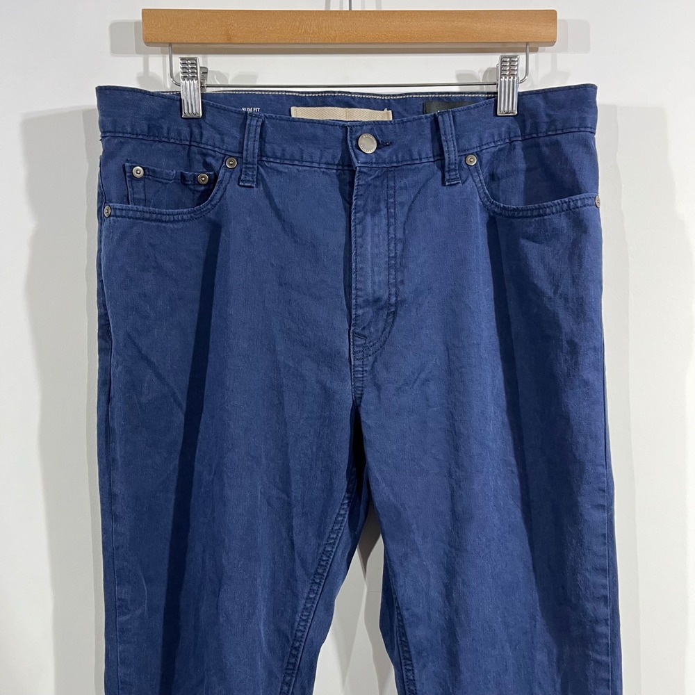 Banana Republic Linen Cotton Old Money Slim Fit Navy Pants 33x32 Preppy Career - Picture 3 of 12